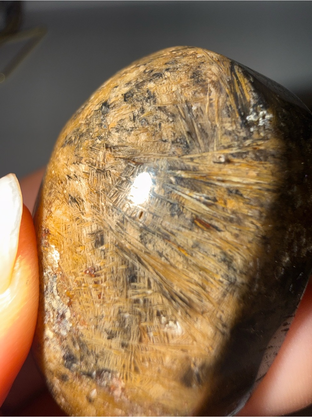 Golden Hair Rutilated Palm Reiki stone